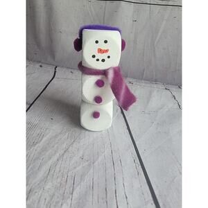 Wooden Handmade Snowman Purple Winter Tiered Tray Home Decor Shelf Sitter